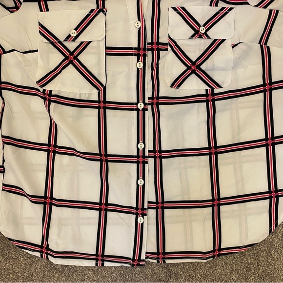 Adrienne Vittadini Women's Long Sleeves Button Up Top Roll Tab Sleeve Size L NWT - Picture 8 of 15